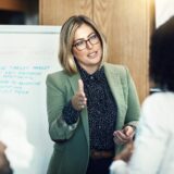 A group of colleagues having a brainstorming session